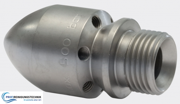 Granat-RR-Düsen ST-49 / Außendurchmesser 30mm / 1/2" Außengewinde AGR Dichtkonus / 30° Strahlwinkel / ​6 Bohrungen hinten / 1 Bohrung vorn